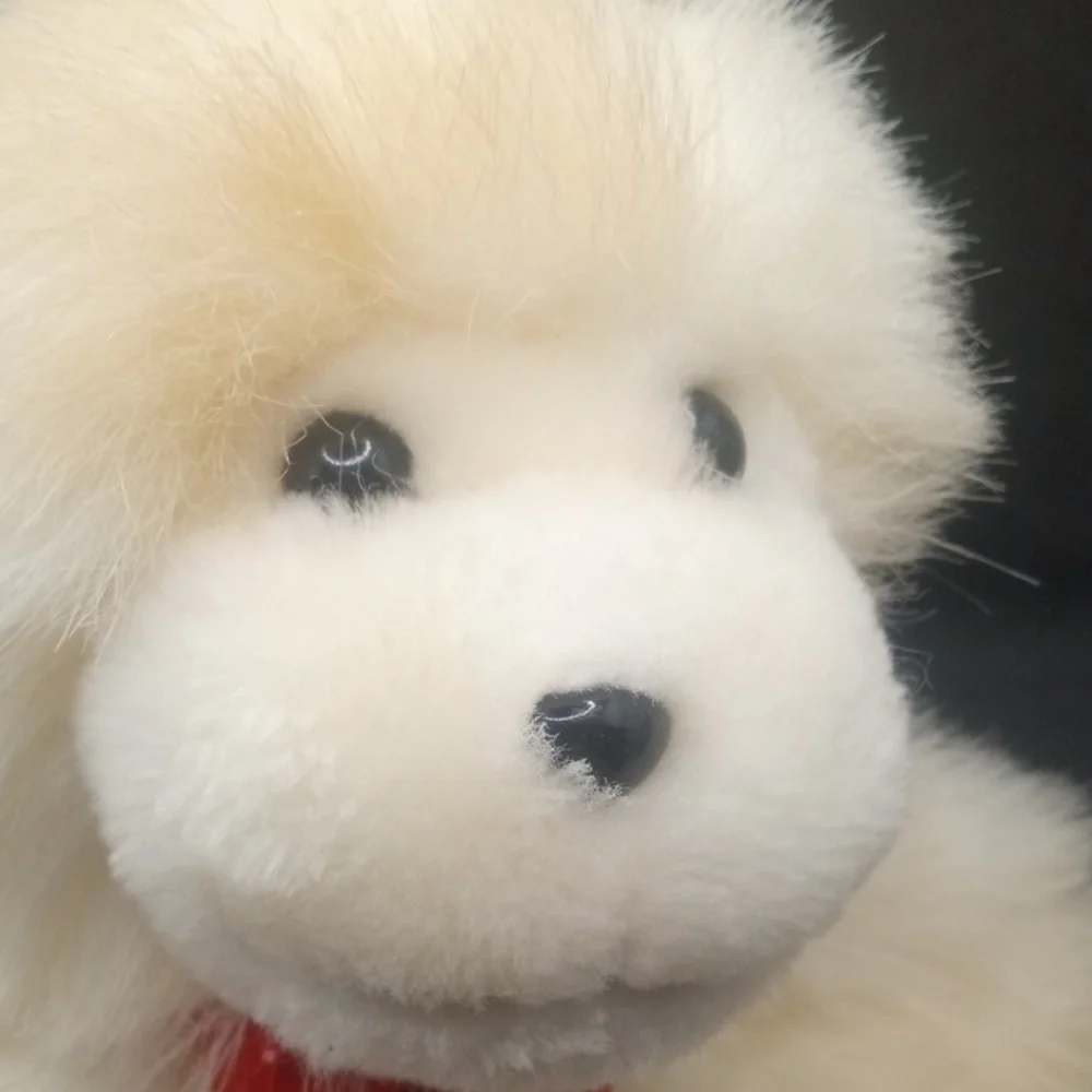 Soft Plush Monkey with Red Bow Vintage
